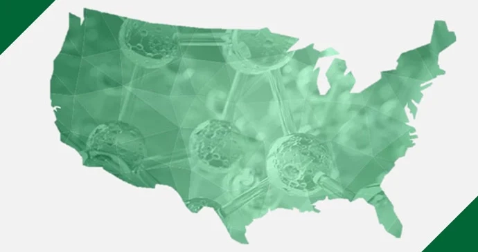 green silhouette of America